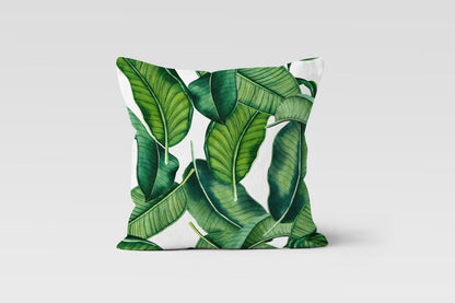 Green Monstera Farmhouse Flower Cushion Cover