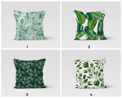 Green Monstera Farmhouse Flower Cushion Cover