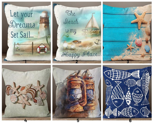 Blue Anchor and Rope Nautical&Coastal Cushion Cover