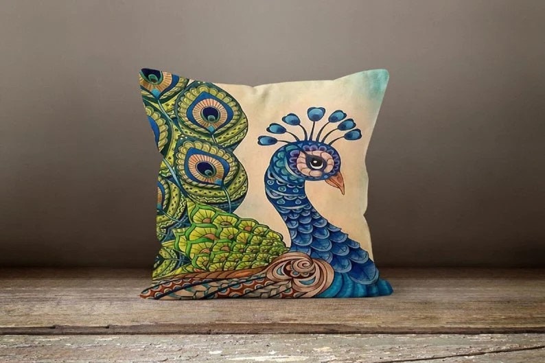 Exotic Bird Peacock Printed Cushion Cover