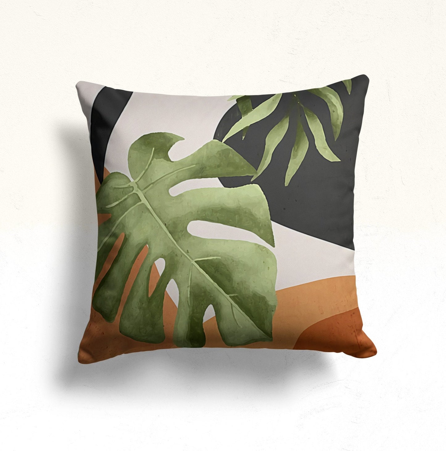 Green Plant Monstera Palm Leaf Cushion Cover