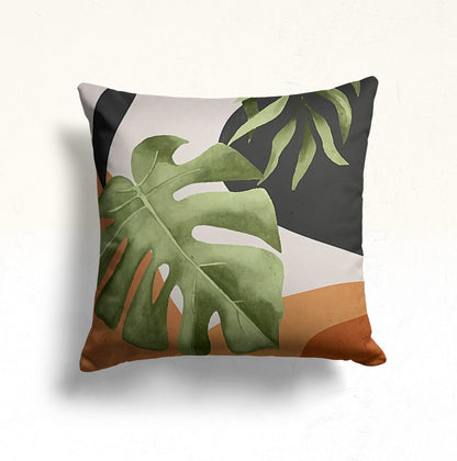 Green Plant Monstera Palm Leaf Cushion Cover