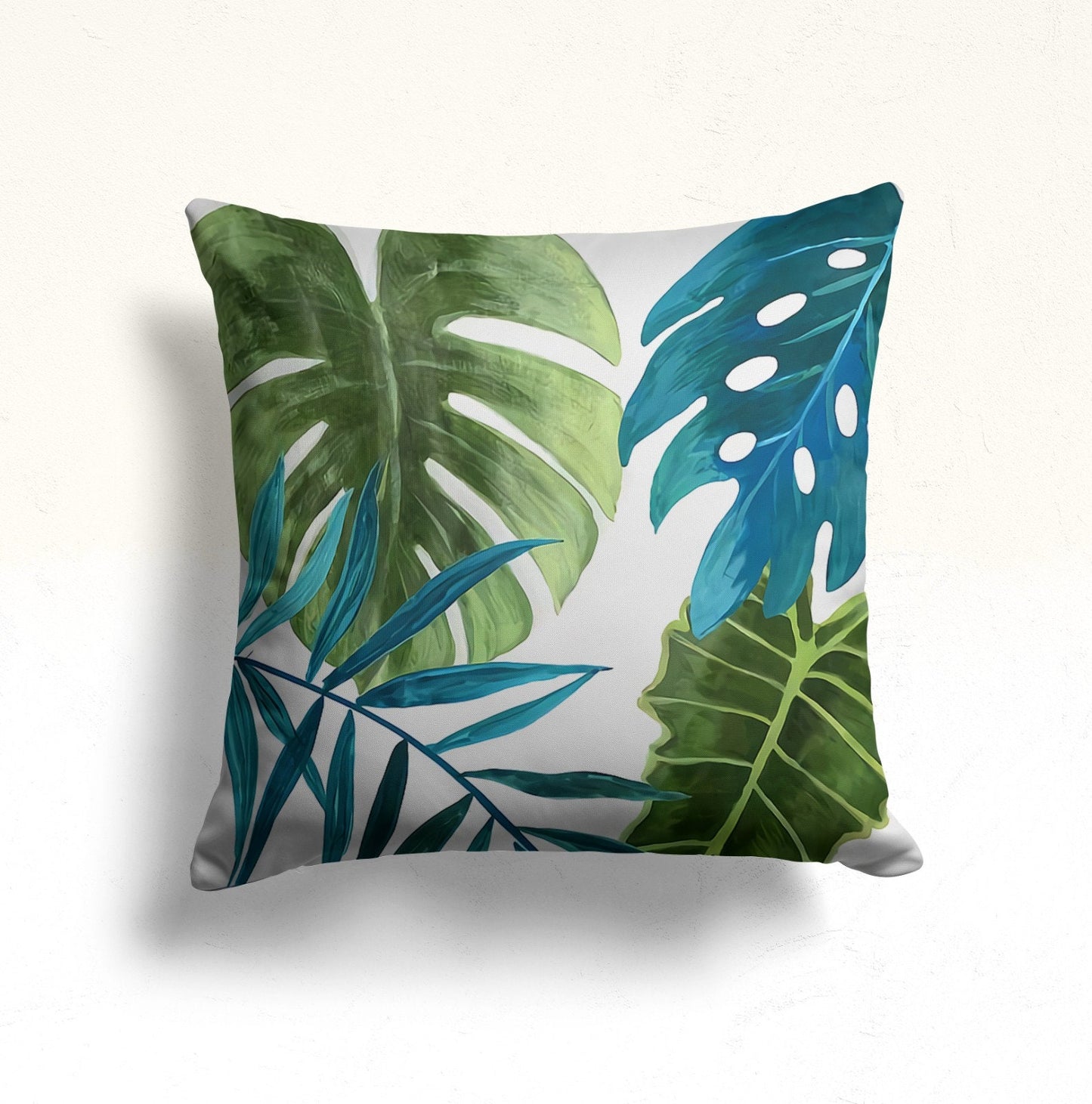Green Plant Monstera Palm Leaf Cushion Cover