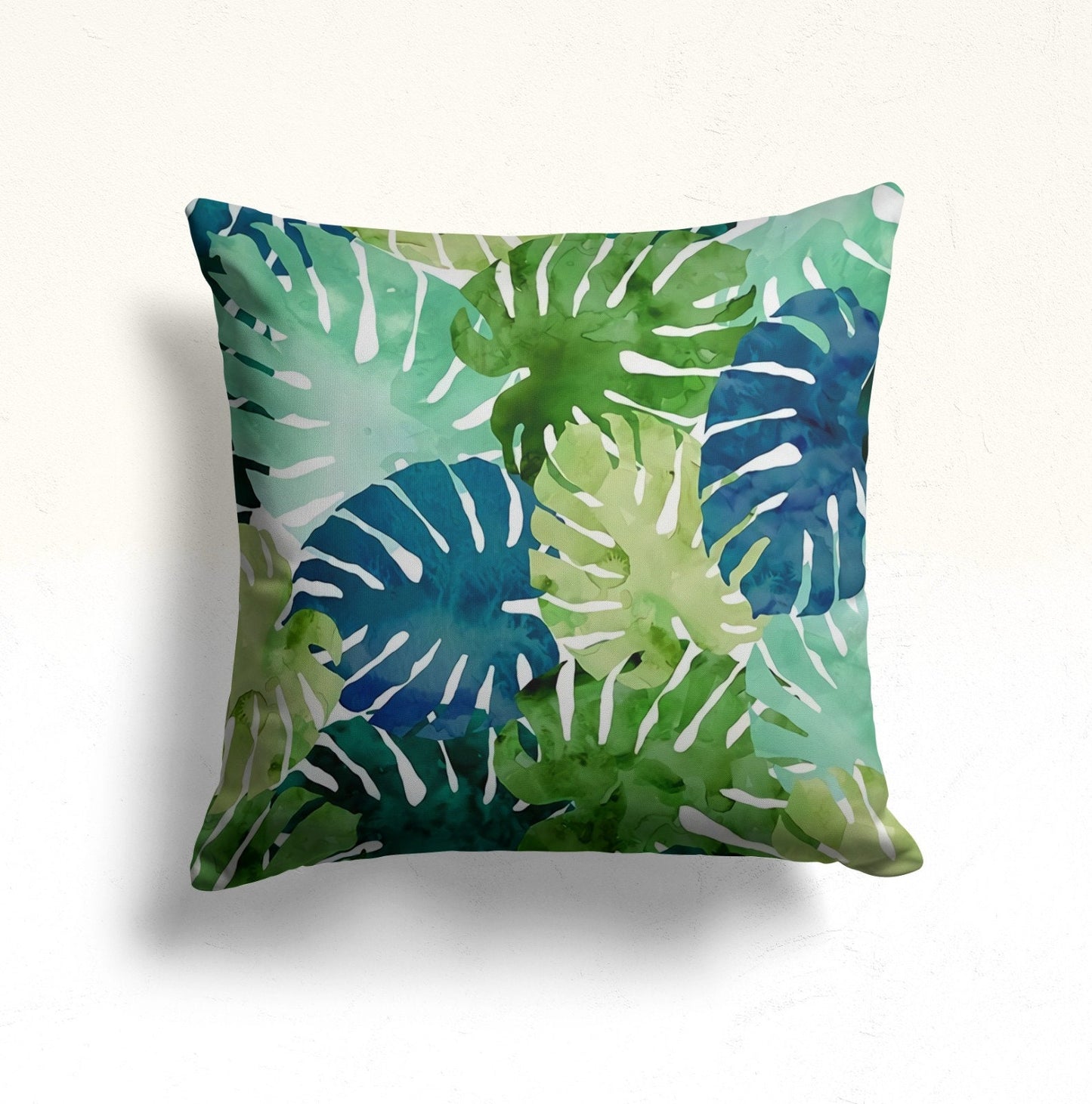 Green Plant Monstera Palm Leaf Cushion Cover