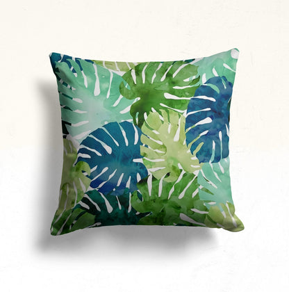 Green Plant Monstera Palm Leaf Cushion Cover