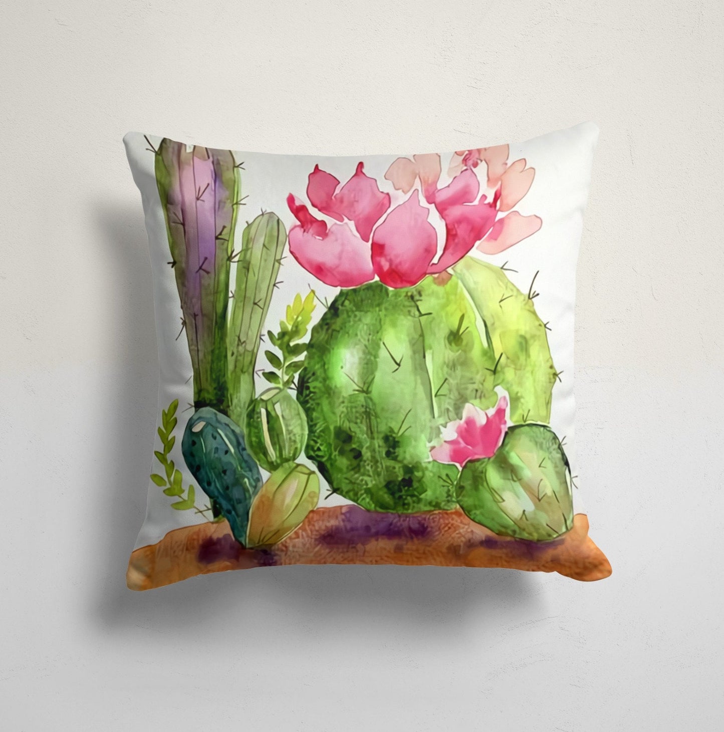 Botanical Floral Green Cactus Cushion Cover