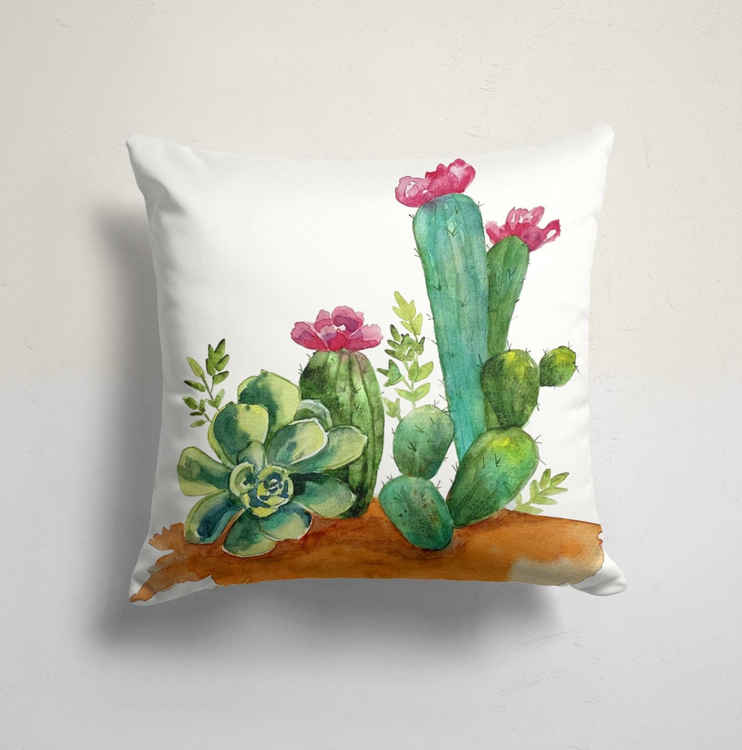 Botanical Floral Green Cactus Cushion Cover