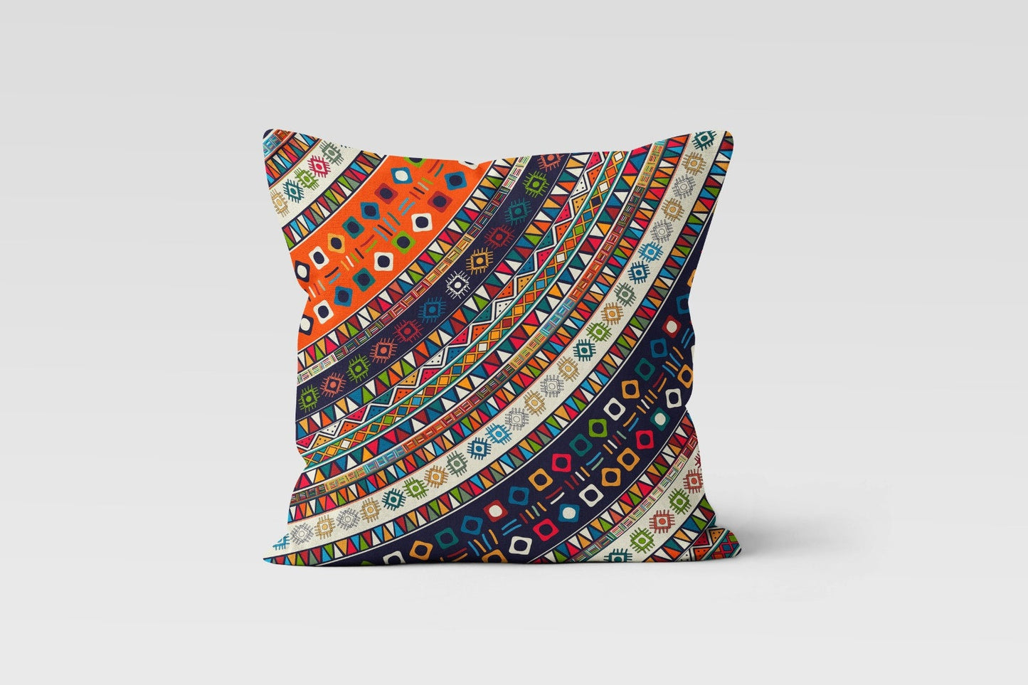 Vibrant Tribal Pattern Cushion Cover, Ethnic Geometric Decor