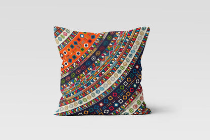 Vibrant Tribal Pattern Cushion Cover, Ethnic Geometric Decor