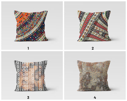 Vibrant Tribal Pattern Cushion Cover, Ethnic Geometric Decor