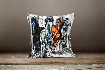 Black Horse Digital Print Cushion Cover