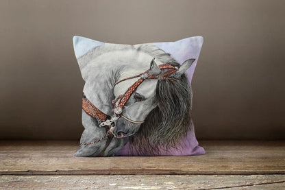 Black Horse Digital Print Cushion Cover
