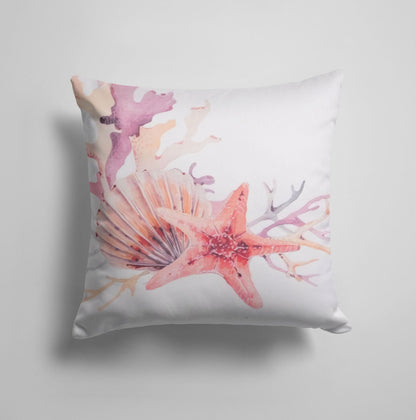 Oyster Seahorse Seashell Nautical Beach House Cushion Cover