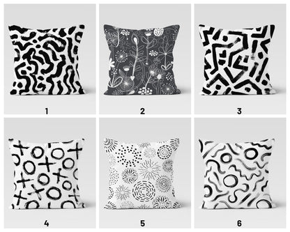 Abstract Zebra Botanical Cushion Cover, Geometric Brushstroke