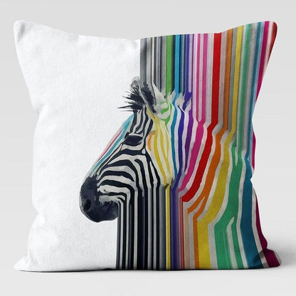 Rainbow Zebra Printed Cushion Cover Animal Farmhouse Decor