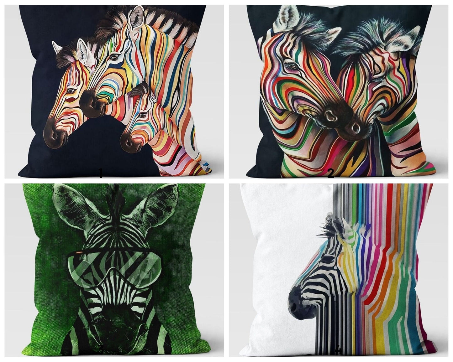 Rainbow Zebra Printed Cushion Cover Animal Farmhouse Decor