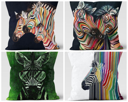 Rainbow Zebra Printed Cushion Cover Animal Farmhouse Decor