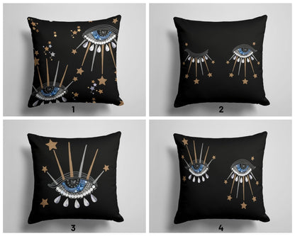 Blue Black Evil Eye Good Luck Cushion Cover
