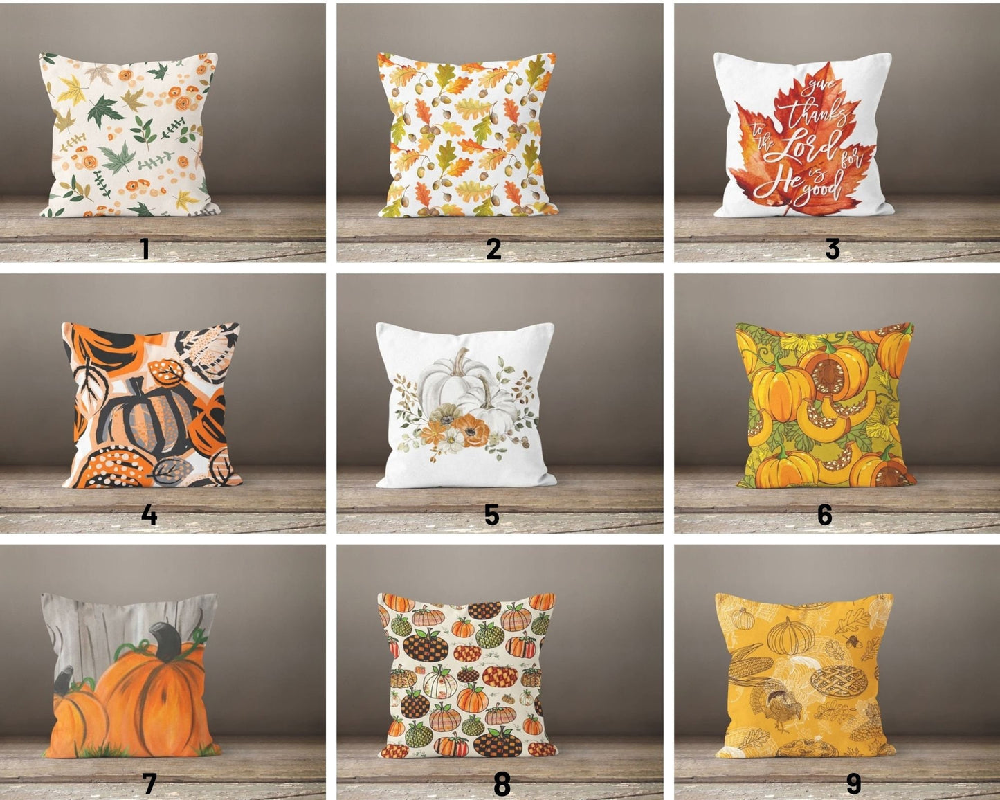 Autumn Dry Leaves & Pumpkin Cushion Covers