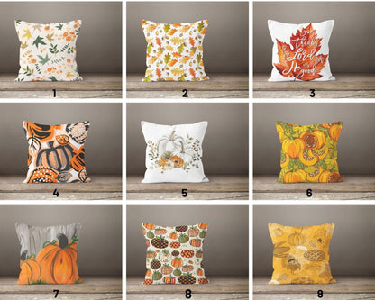 Autumn Dry Leaves & Pumpkin Cushion Covers