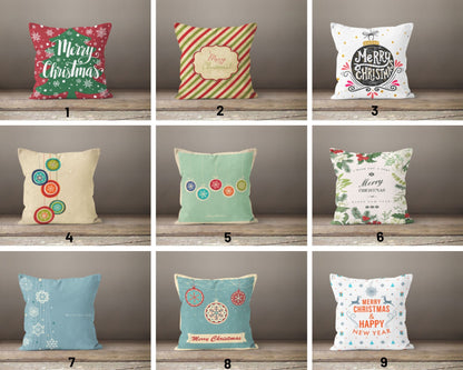 Merry Christmas Wreath Cushion Cover, Classic Holiday Design