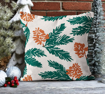 Geometric Christmas Tree, Pinecone and Green Cushion Cover