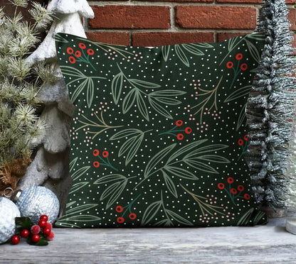 Geometric Christmas Tree, Pinecone and Green Cushion Cover