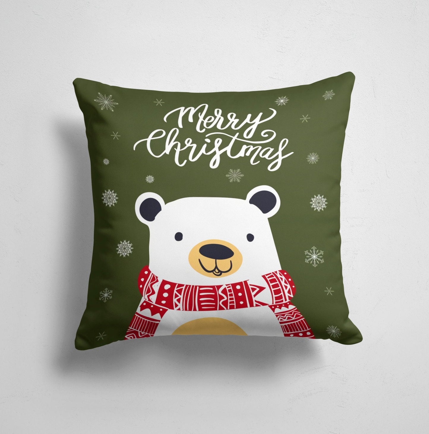Christmas Tree Snowman Pattern Festive Holiday Cushion Cover