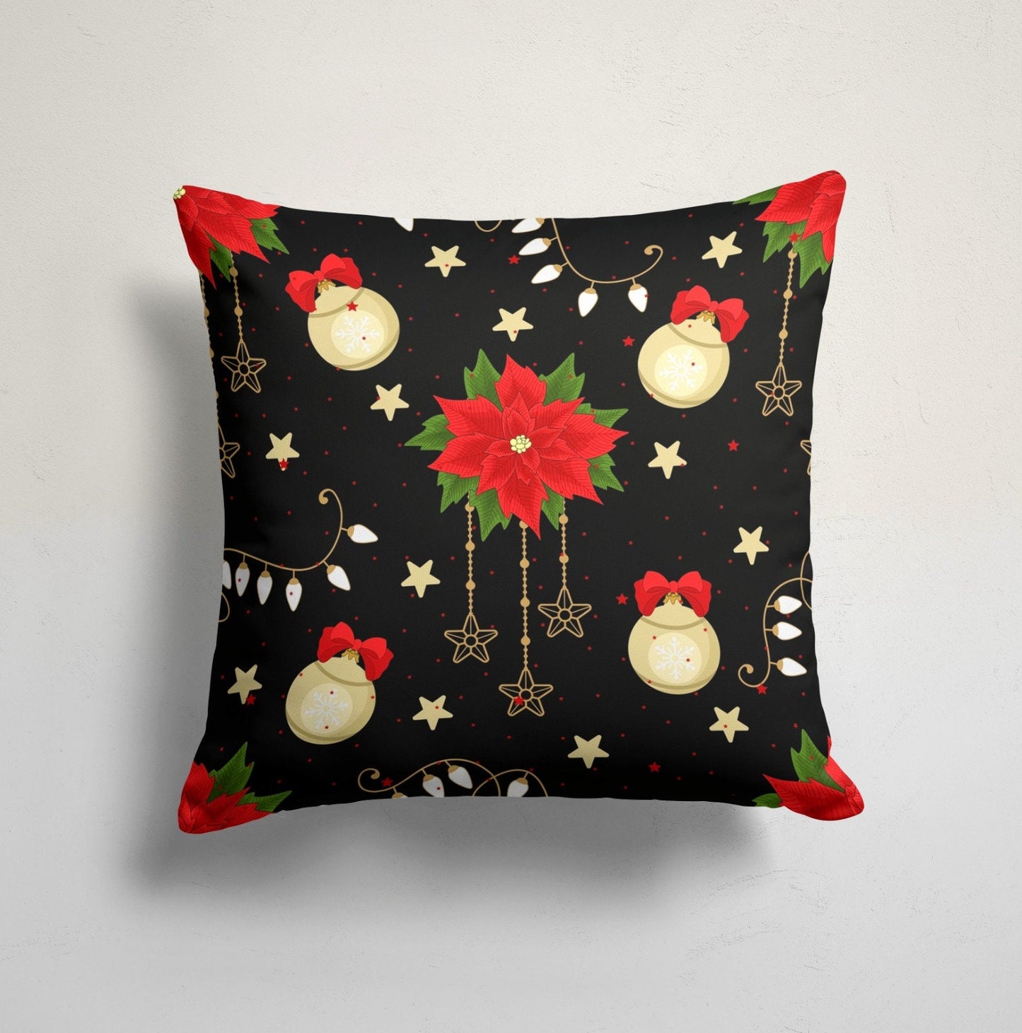 Christmas Tree Snowman Pattern Festive Holiday Cushion Cover