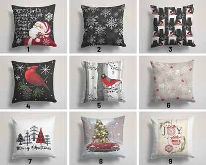 Santa Claus Snowflakes Festive Trees Christmas Cushion Cover