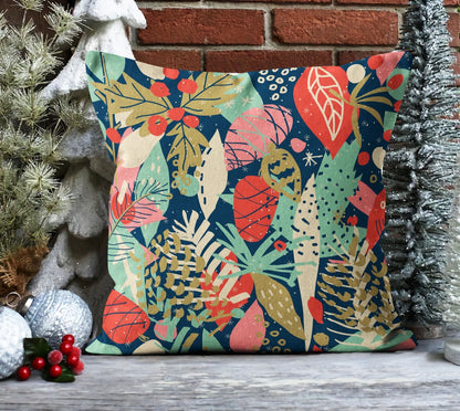 Geometric Christmas Tree, Pinecone and Green Cushion Cover