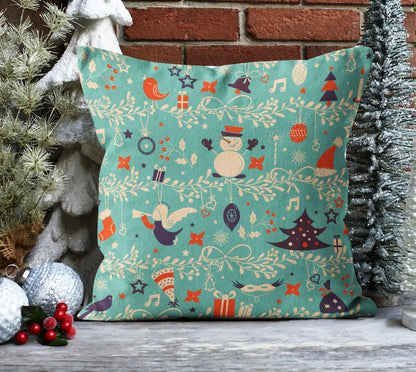 Geometric Christmas Tree, Pinecone and Green Cushion Cover