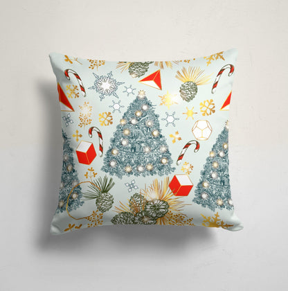 Green Snowflake Deer Pattern Christmas Cushion Cover