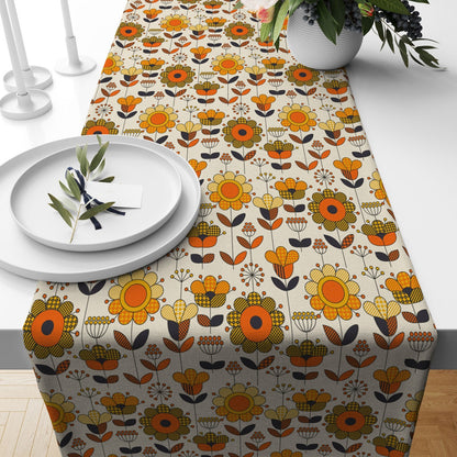 Autumn Leaf Green Brown Fall Decor Table Runner