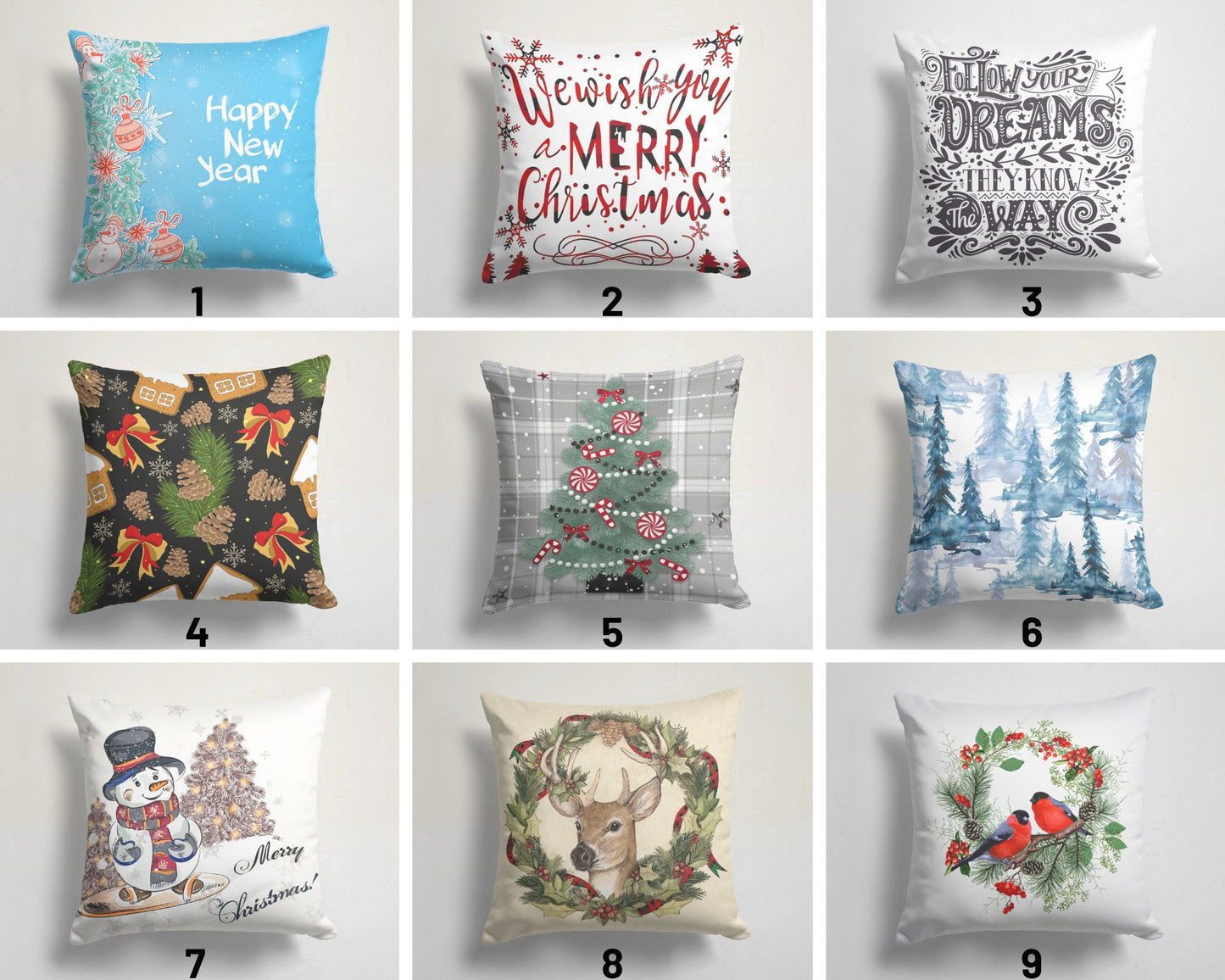 Christmas Snowman Xmas Tree Happy New Year Cushion Cover