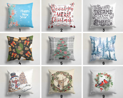 Christmas Snowman Xmas Tree Happy New Year Cushion Cover