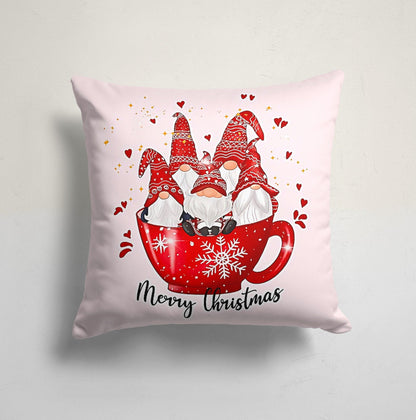 Gnomes Deer Bear Red Pattern Christmas Cushion Cover
