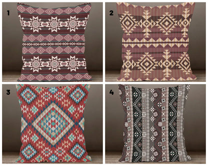 Boho Aztec Tribal Pattern Cushion Cover, Southwestern Decor