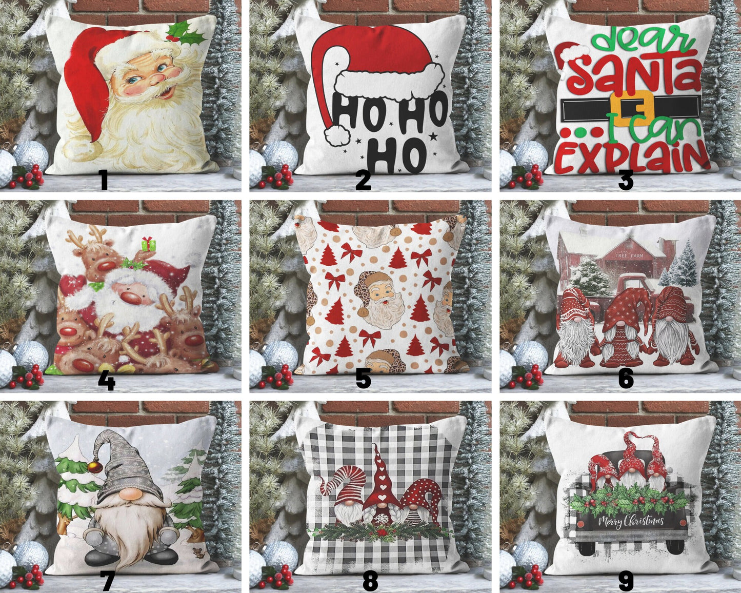 Reindeer Santa, Gnomes Cushion Cover, Rustic Farmhouse Christmas