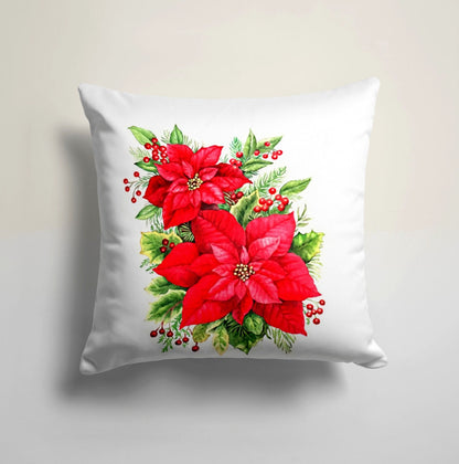 Merry Christmas Floral Festive Holiday Cushion Cover