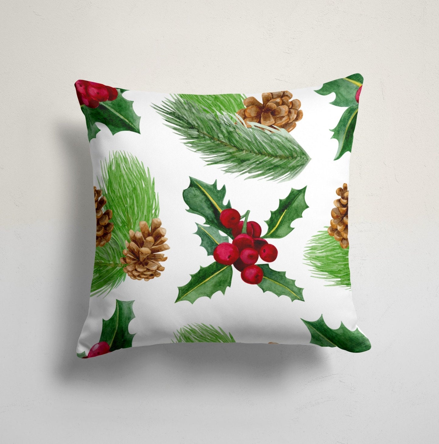 Merry Christmas Floral Festive Holiday Cushion Cover