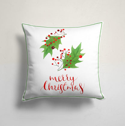 Merry Christmas Floral Festive Holiday Cushion Cover