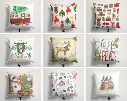 Festive Gift Christmas Cushion Cover, Holiday Wrapping Design