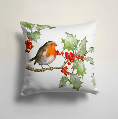 Xmas Cardinal Flower Print Christmas Cushion Cover