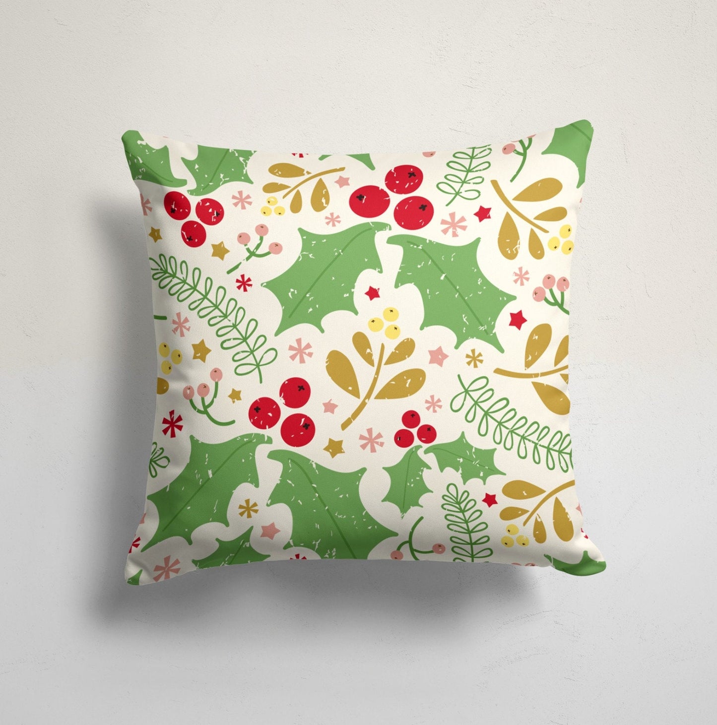 Flower Wreath Christmas Bell Cushion Cover