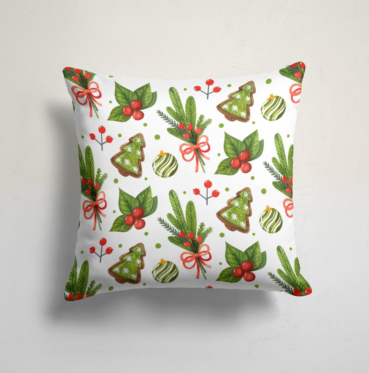 Flower Wreath Christmas Bell Cushion Cover