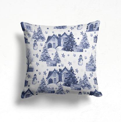 Christmas Snowflake Blue White Winter Cushion Cover