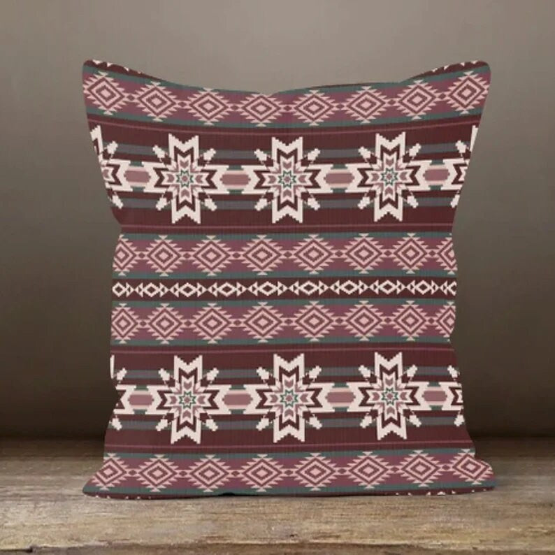 Boho Aztec Tribal Pattern Cushion Cover, Southwestern Decor