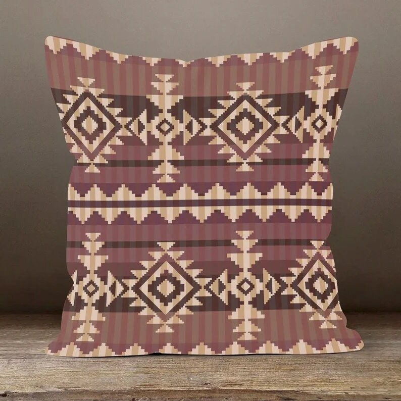 Boho Aztec Tribal Pattern Cushion Cover, Southwestern Decor