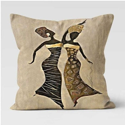 African Dance Cushion Cover, African Art Inspired Design